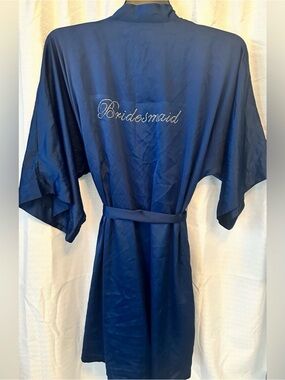 Bridesmaid Satin Robe in Navy Blue